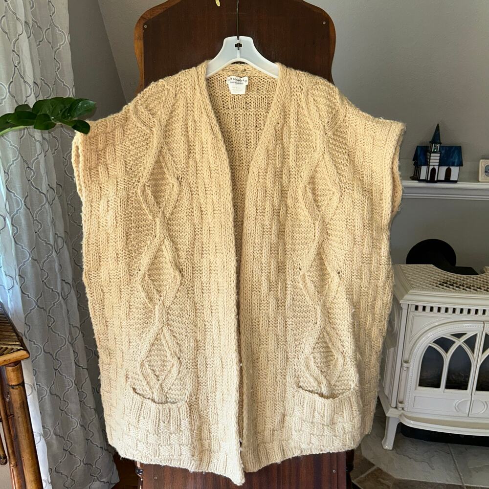 VTG La Squadra 100% Wool Heavy Knit Cardigan Sweater XL Italy made grandmacore S